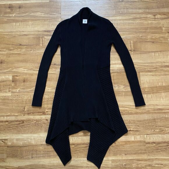Cabi M Black Sweetheart Open Waterfall Cardigan Long Rib Knit Sweater Witchy - Picture 10 of 16